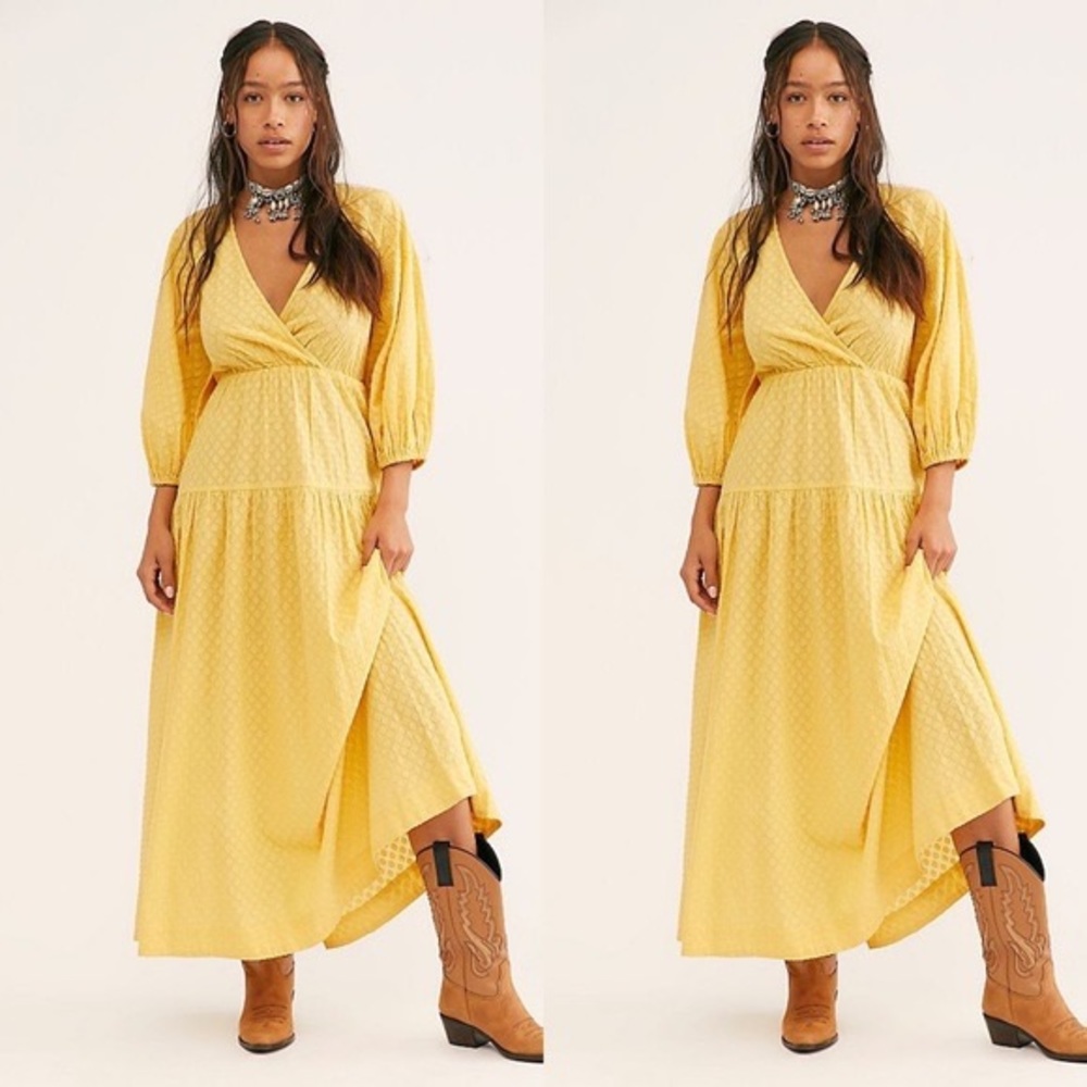 Free People Like Air Midi Dress Yellow